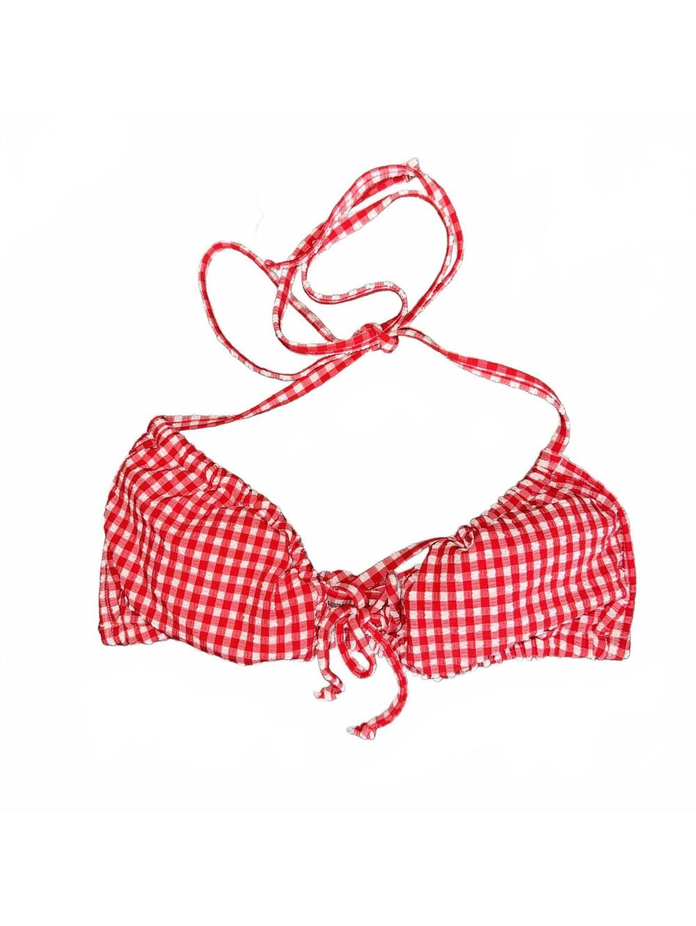 Wild Fable Red Gingham Halter Bikini Top Women's Size Medium NWT